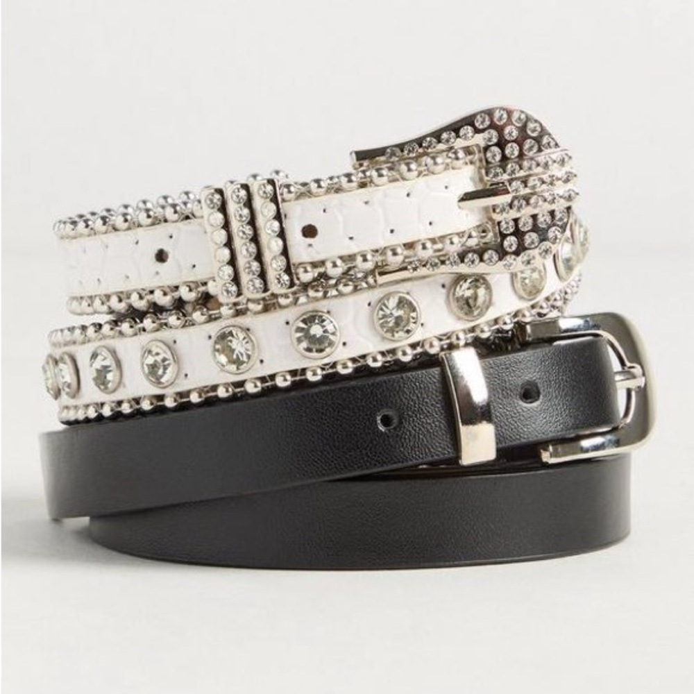 Torrid Black and Silver Glitter Belt Duo